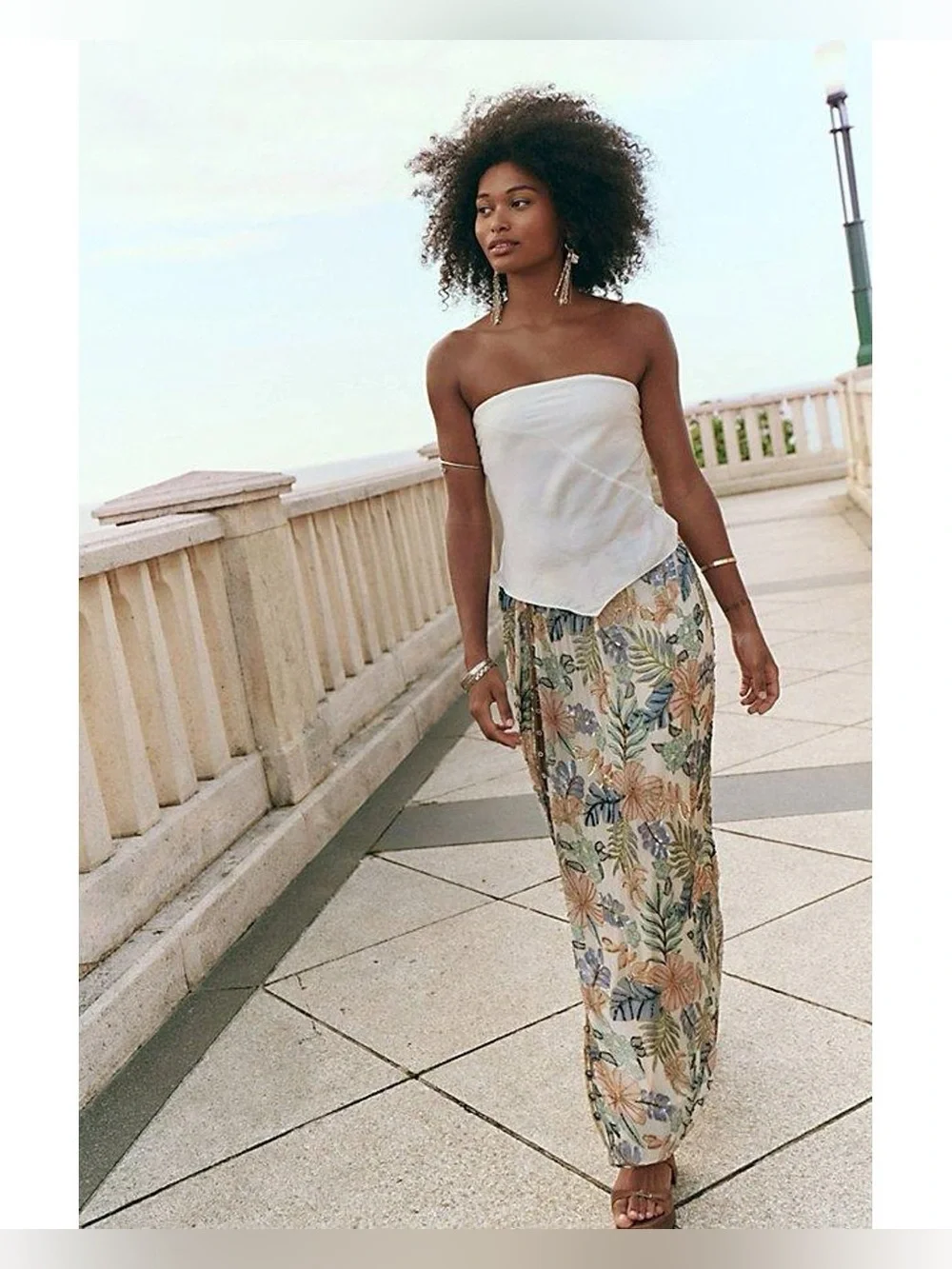Free People Coconut‎ Grove Skirt Embellished Maxi Floral Medium